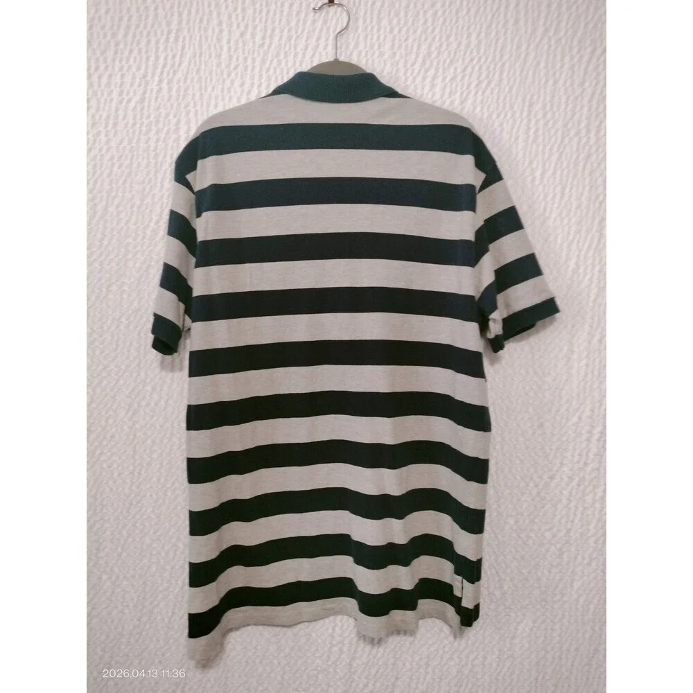 Polo Ralph Lauren Mens Shirt XLarge Custom Fit Gray Dark Blue Striped Logo D135